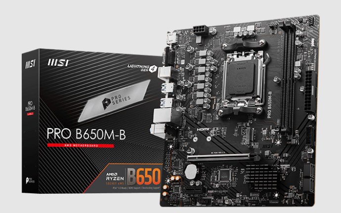  B650M m-ATX Motherboard: AM5 Socket For AMD Ryzen 7000/8000 Series Processors<BR>2x DDR5, 4x SATA 6Gb/s, PCIe 4.0, 1x M.2 Gen4, USB 3.2, 2.5G LAN, Realtek ALC897 7.1 Audio, HDMI/VGA  